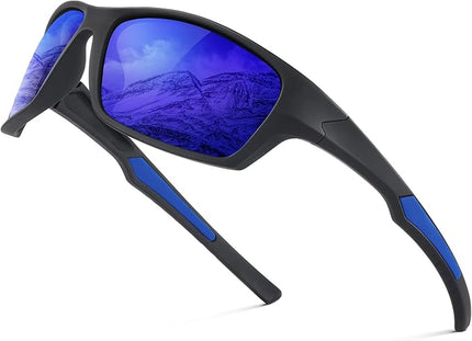 Fanshen Polarized Sunglasses for Men Women, Wrap Around Sunglasses for Mens Womens Cycling Running UV Protection