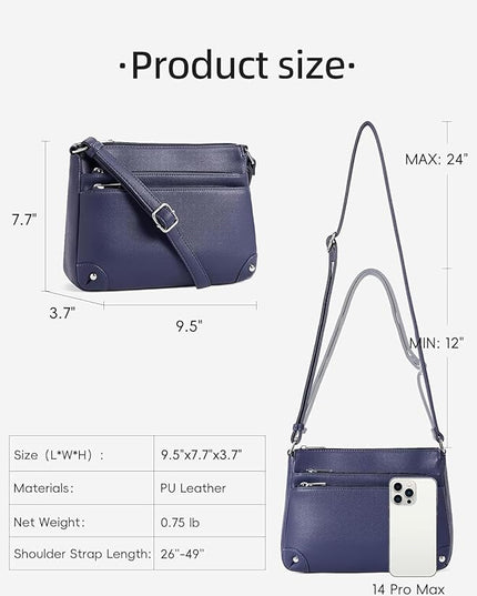 WESTBRONCO Crossbody Bags for Women, Medium Size Shoulder Handbags, Satchel Purse with Multi Zipper Pocket