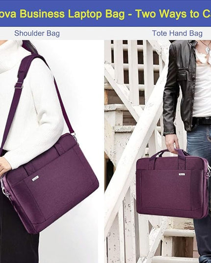 Voova Laptop Bag Case 17 17.3 Inch Computer Sleeve Messenger Bag with Shoulder Strap Expandable Waterproof Large Capacity Business Briefcase for Work Travel Fit 17-18” Laptop, Women Ladies, Purple