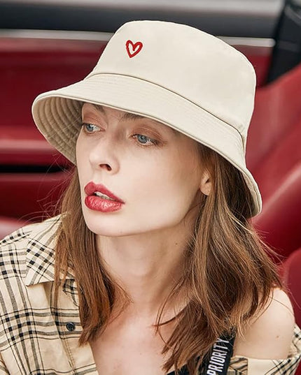 XYIYI Fashion Embroidery Bucket Hat Cotton Beach Fisherman Hats for Women Girls