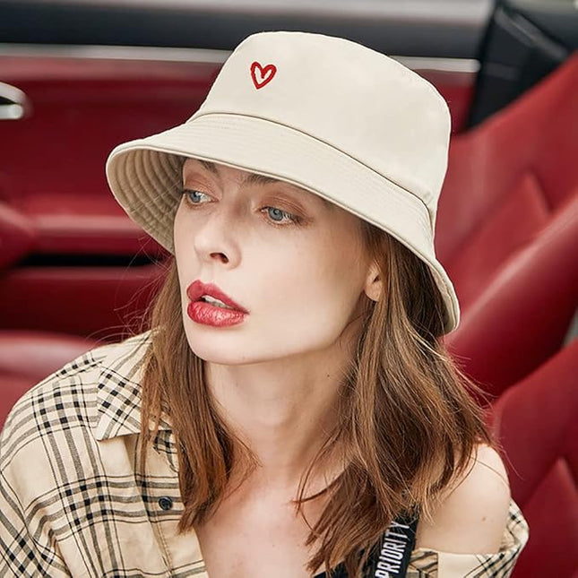 XYIYI Fashion Embroidery Bucket Hat Cotton Beach Fisherman Hats for Women Girls