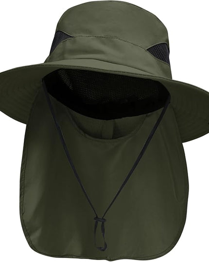NPJY Sun Fishing Hats with Neck Flap for Men Women UV Sun Protection Bucket Hat