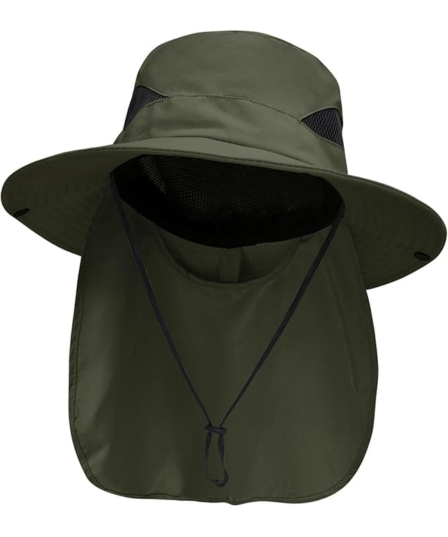 NPJY Sun Fishing Hats with Neck Flap for Men Women UV Sun Protection Bucket Hat