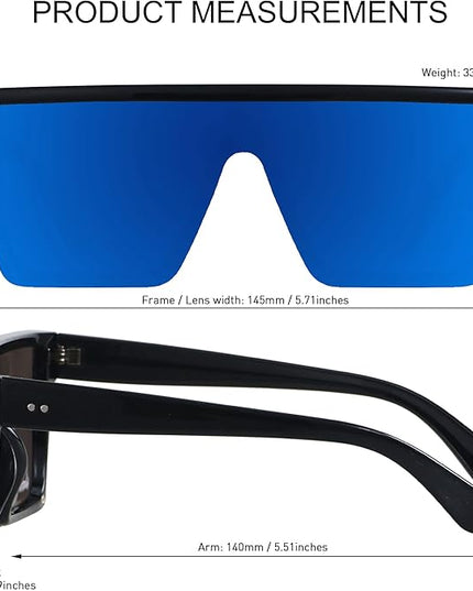 LYZOIT Square Oversized Sunglasses for Women Men Big Flat Top Fashion Shield Large UV Protection Rimless Shades