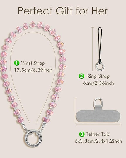 SURPHY Phone Charm, Phone Charms Strap with Tether Tab & Premium Metal Buckle, Cellphone Wrist Strap Chain