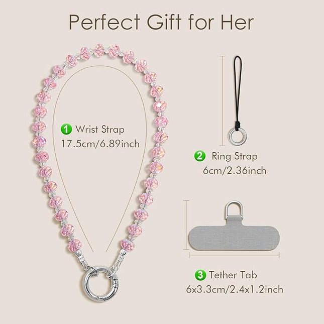 SURPHY Phone Charm, Phone Charms Strap with Tether Tab & Premium Metal Buckle, Cellphone Wrist Strap Chain
