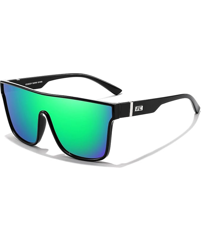 FEISEDY Sunglasses for Women Men, Fashion Mirrored Single Lens, Driving Beach Sunnies UV400 Shades B2996