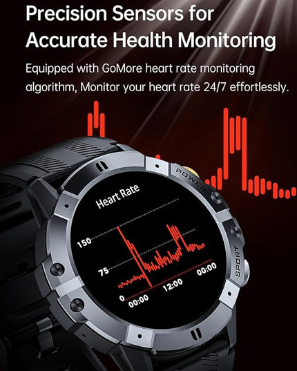 Gravity C29 Rugged Smart Watch, 1.52-Inch HD Display, 100+ Sports Modes, 7-10 Days Battery Life, AI Voice Assistant, 1 ATM Waterproof, Heart Rate & Sleep Monitoring, Shockproof (Silver)