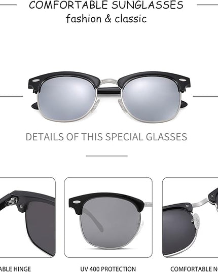 Pro Acme Semi-Rimless Polarized Sunglasses UV 400 Protection for Women Men