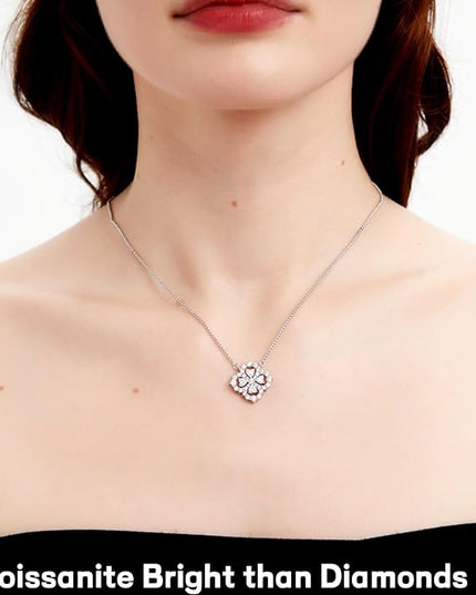 G&GEMSJEW Heart Necklaces for Women, 1-2 Carats Moissanite, 18K White Gold-Plated 925 Sterling Silver Round Brilliant Cut Moissanite Imitation Diamond Necklaces, Jewelry Gifts for Christmas Valentine's Day,Anniversary Present for Wife Women