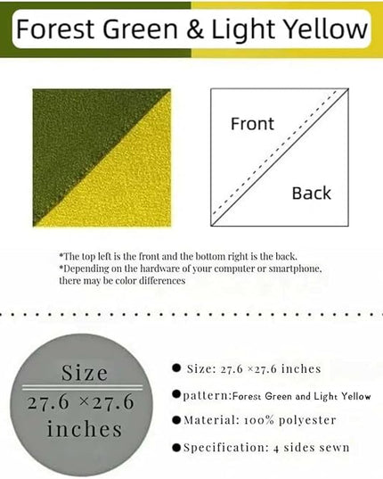 Furoshiki Japanese Wrapping Cloth Eco Gift Wrap Paper Reversible Eco-bag for Christmas birthday Gift Bento Lunch Cake Wine Bottle Box Kimono Cover (Forest Green and Light Yellow, 27.6 x 27.6 inches)