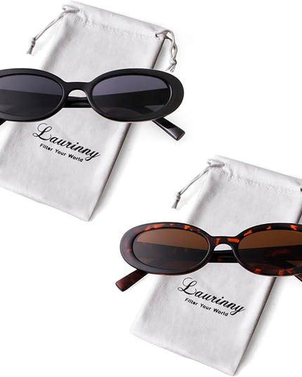 90s Sunglasses for Women Men Retro Small Oval Sunglasses