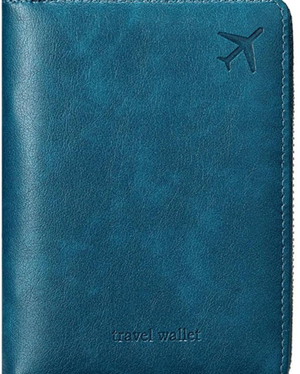 Passport Holder for Travel Women and Men RFID Passport Holder with Card Slots Holder Passport Case Passport cover Passport Wallet Travel Essentials and Accessories (Short Zipper, SZ-Blue)