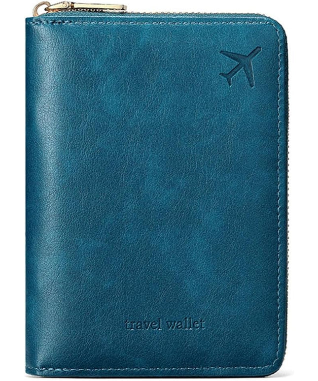 Passport Holder for Travel Women and Men RFID Passport Holder with Card Slots Holder Passport Case Passport cover Passport Wallet Travel Essentials and Accessories (Short Zipper, SZ-Blue)