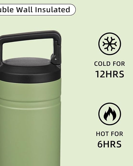 BJPKPK Insulated Water Bottle with 2 Lids,20 oz Double Wall Stainless Steel Vacuum Tumbler Travel Coffee Mug,Wide Mouth Thermal Cup,Forest Green