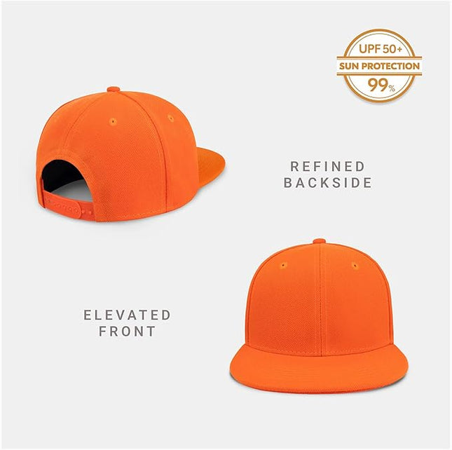 CHOK.LIDS Flat Bill Visor Classic Snapback Hat Blank Adjustable Brim High Top End Trendy Color Style Plain Tone Baseball Cap