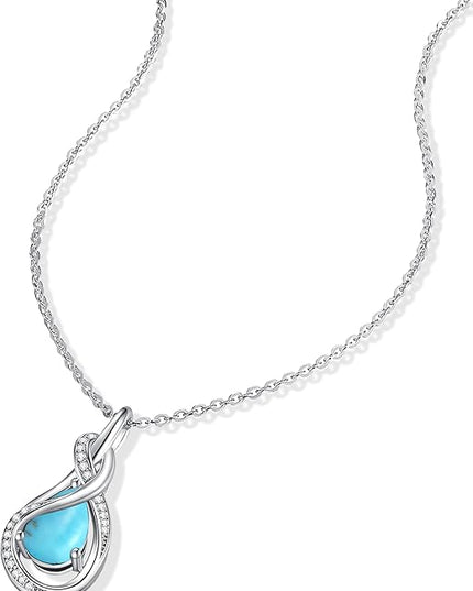 FANCIME TimelessTie Birthstone Necklace for Women White Gold Plated Sterling Silver Ribbon Design Jewelry Knot Pendant Fine Jewelry Gemstone Birthday Graduation Anniversary Christmas Gifts for Women Wife Mother Her