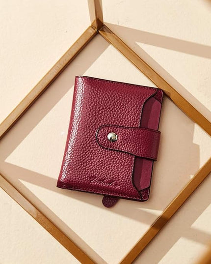 BOSTANTEN Women Leather Wallet RFID Blocking Small Bifold Zipper Pocket Wallet Card Case Purse with ID Window