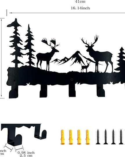 ZORISE Metal Deer Hooks - Moose Design Wall Art Decor and Key Hanger, Clothes, Hat, and Backpack Rack, Home Decor for Entryway, Hallway, Office, Kitchen, and Living Room
