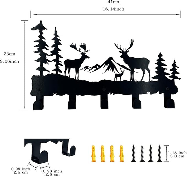 ZORISE Metal Deer Hooks - Moose Design Wall Art Decor and Key Hanger, Clothes, Hat, and Backpack Rack, Home Decor for Entryway, Hallway, Office, Kitchen, and Living Room