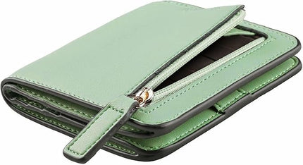 Toughergun Women’s Small Slim Leather Wallet with RFID Protection, Compact Bifold Mini Purse with Clear ID Window