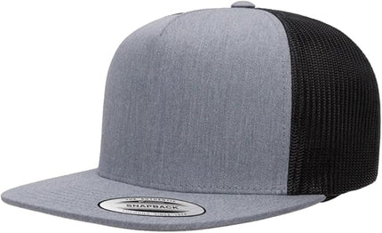 Yupoong 5-Panel YP Classic Trucker Cap | High Profile Flat Visor Snapback | OSFM | Bulk Packs Available