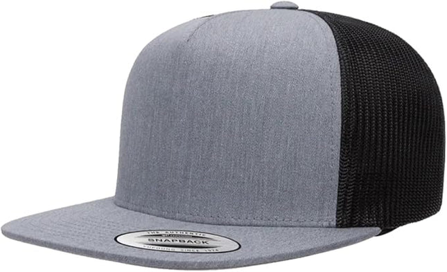 Yupoong 5-Panel YP Classic Trucker Cap | High Profile Flat Visor Snapback | OSFM | Bulk Packs Available