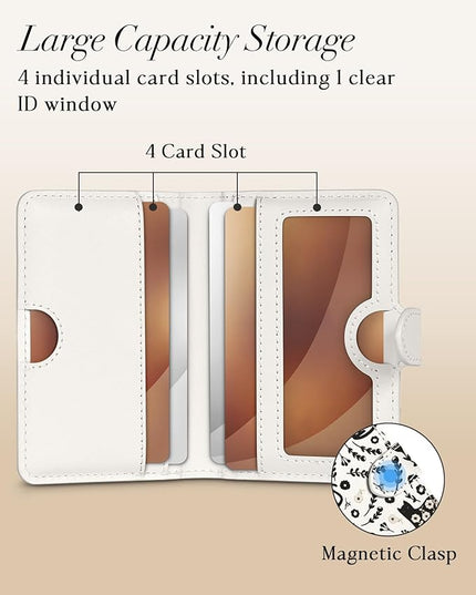 Shorogyt for Magnetic Phone Wallet Compatible with Magsafe Card Holder -Cute Luxury Slim Leather Mag Wallets for Women Fit 4 Cards,for iPhone 17/16/15/14/13/12 Series for Apple RFID Magnet, Floral Cat