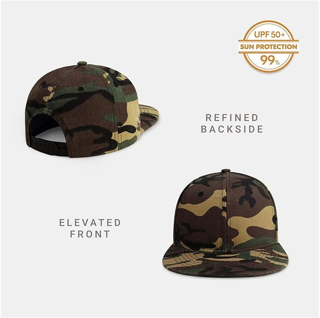 CHOK.LIDS Flat Bill Visor Classic Snapback Hat Blank Adjustable Brim High Top End Trendy Color Style Plain Tone Baseball Cap