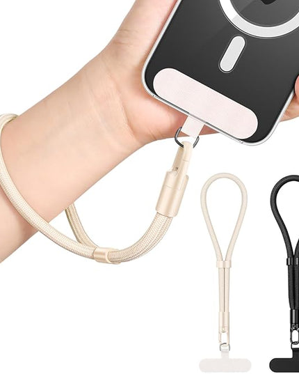 MoKo 2 Pack Phone Wrist Strap Anti-theft, Adjustable Hand Wrist Phone Lanyard with 360° Rotating Hook and Tether Tabs, Cellphone Wristlet Strap for iPhone, Most Smartphones, Black & Camel