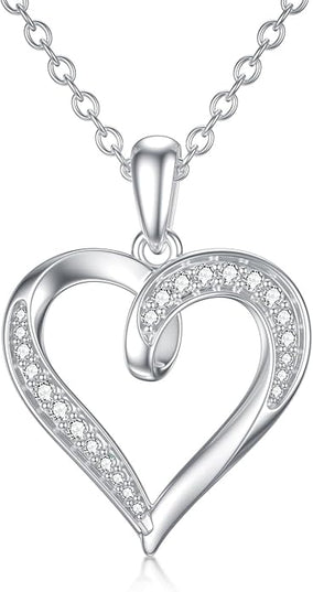 14k Solid Gold Heart Pendant with Moissanite Eternal Love Heart Necklace Jewelry Birthday Anniversary Mothers Day Gifts for Mom Her Wife
