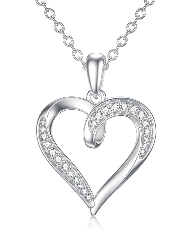 14k Solid Gold Heart Pendant with Moissanite Eternal Love Heart Necklace Jewelry Birthday Anniversary Mothers Day Gifts for Mom Her Wife