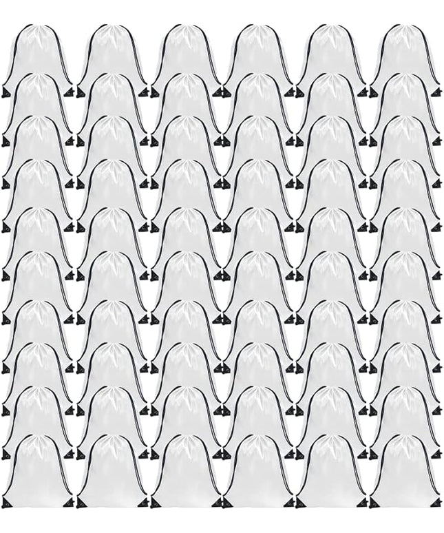 GoodtoU Drawstring Backpack Bulk, 60 Pcs Draw String Bags Cinch Bag Drawstring Gym Bag Sackpack Bags for Women Men, White