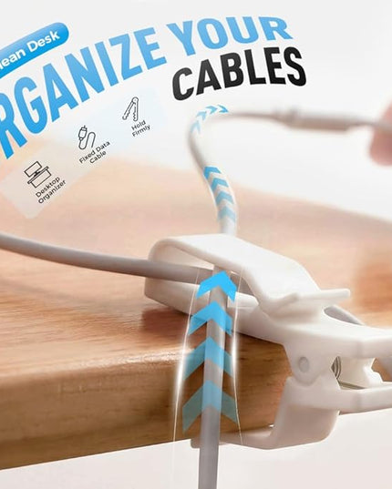 Movable Cord Holder for Nightstand, 2026 New Upgrade Cord Organizer Holder, Cable Organizers USB Cable Holder Wire Organizer Cord Clips, Cable Hider for Home, Office,Cubicle Accessories (9, White)