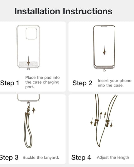 TORRAS Phone Lanyard Crossbody with 2 Phone Tabs, Adjustable Anti Theft Phone Strap for All Phones, Premium Metal Buckles, Skin-Friendly, Universal Cell Phone Neck lanyard for Travel Essentials, Black