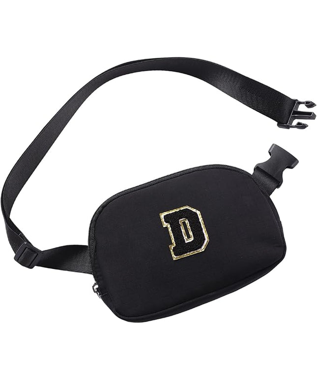Glratn Initial Letter Belt Bag Crossbody Bags Fanny Pack For Girls，Birthday Gifts for 6 7 8 9 10 11 12 13 14 15 Year Old Girls,Purse for Kids,Cute Teen Trendy Stuff Travel Essentials.（Black-D）