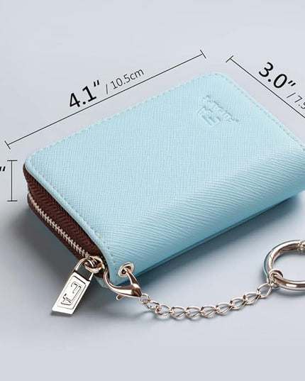 FurArt Zipper Wallet Women, RFID Blocking Credit Card Wallet, Business Card Holder, Compact Size KeyChain Wallet