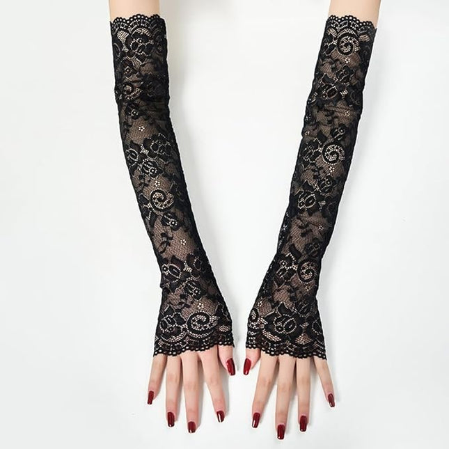 Specell Black Lace Rose Gloves Women