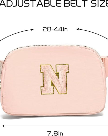 Gitus Gifts for 8 9 10 11 12 Year Old Girls Belt Bag Fanny Pack Crossbody Bags with Initial Letter Patch Cute Stuff Birthday Gifts for Teen Girls Women Personalized Trend Stuff (Coral Pink-N)