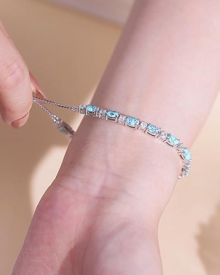 FANCIME Birthstone Tennis Bracelets Sterling Silver Bolo Tennis Bracelets Charm Fine Jewelry Birthday Gifts for Women Mom Wife Her