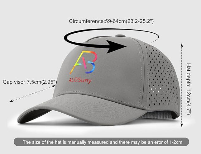 AB ALOSUNY Men Adjustable Baseball Cap with Curved Breathable Quick-Drying Laser-Cut Mesh Back Closure Hat