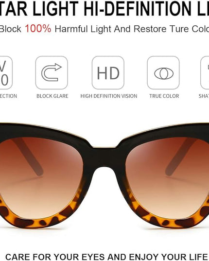 Dollger Retro Cat Eye Sunglasses Women Men Vintage Square Tortoise Shell Fashion Cateye Sunglasses
