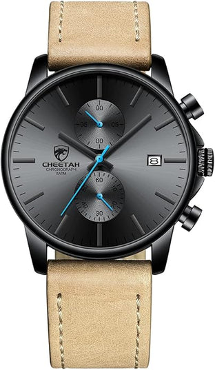 GOLDEN HOUR Mens Watch Fashion Sleek Minimalist Quartz Analog Mesh Stainless Steel Waterproof Chronograph Watches for Men with Auto Date