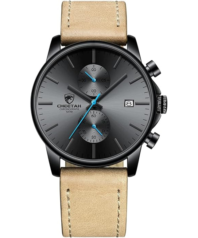 GOLDEN HOUR Mens Watch Fashion Sleek Minimalist Quartz Analog Mesh Stainless Steel Waterproof Chronograph Watches for Men with Auto Date
