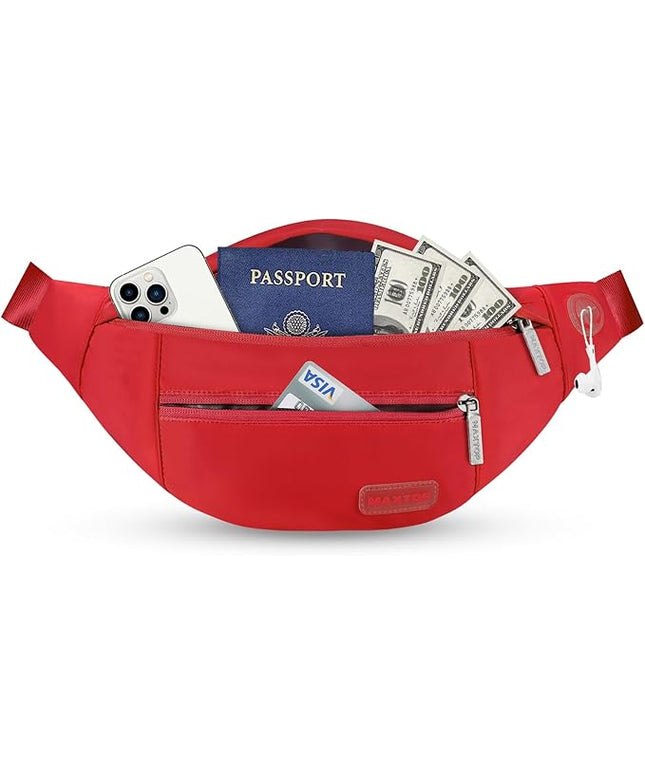 MAXTOP Large Crossbody Fanny Pack with 4-Zipper Pockets,Gifts for Enjoy Sports Festival Workout Traveling Running Casual Hands-Free Wallets Waist Pack Phone Bag Carrying All Phones