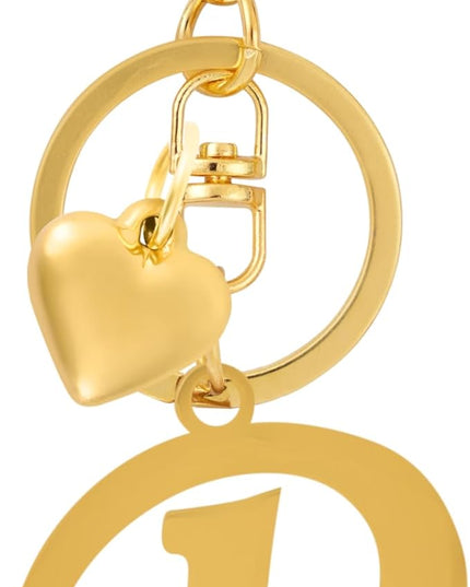 A-Z Heart Initial Letter Keychain, Stainless Steel Alphabet Charm for Handbags, Gift for Women and Girls
