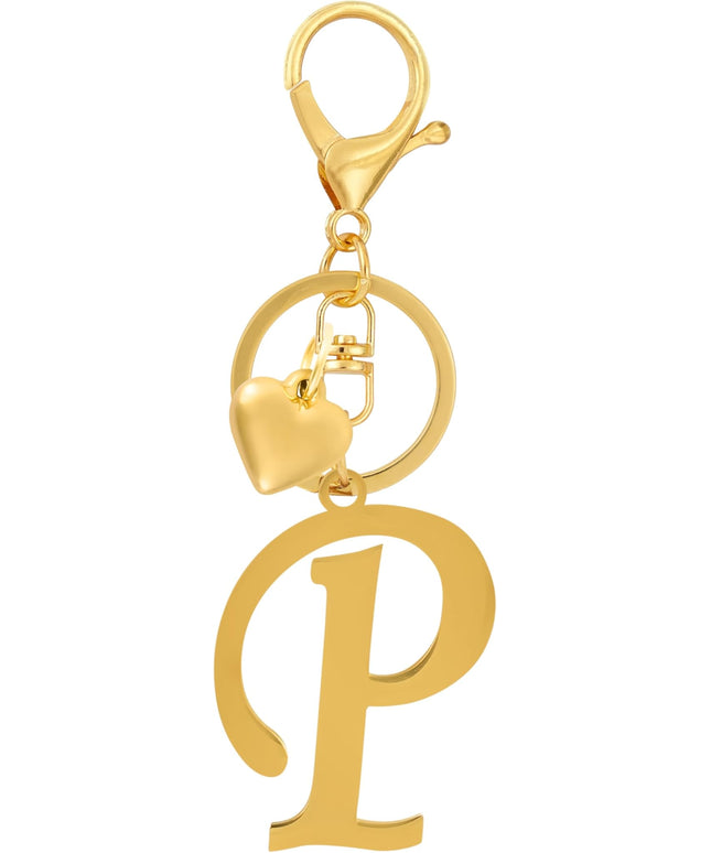 A-Z Heart Initial Letter Keychain, Stainless Steel Alphabet Charm for Handbags, Gift for Women and Girls