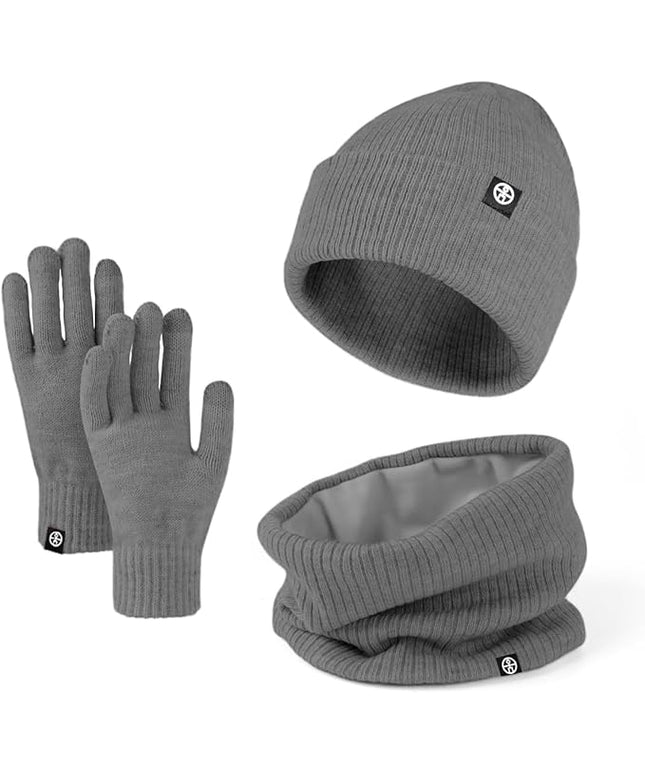 Warm Winter Beanie Hat & Scarf Gloves Set Stylish Knit Skull Cap for Men Women