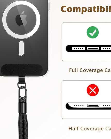 MoKo 2 Pack Phone Wrist Strap Anti-theft, Adjustable Hand Wrist Phone Lanyard with 360° Rotating Hook and Tether Tabs, Cellphone Wristlet Strap for iPhone, Most Smartphones, Black & Camel