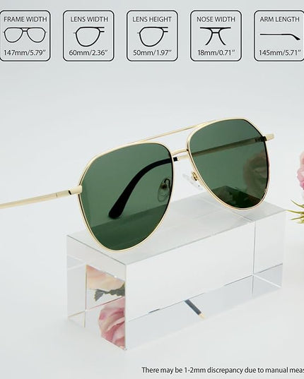 Joopin Polarized Metal Aviation Sunglasses Men, Classic Military Sun Glasses Women, Rectangle Shades UV400 Protection Costume
